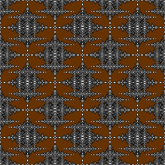 Wall Mural - Seamless geometric ethnic fabric pattern, black and white floral pattern, Thai fabric pattern design, carpet, wallpaper, curtain, cushion, clothing, batik, brown background fabric pattern