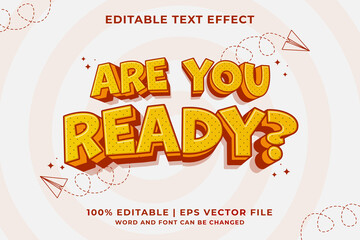 Poster - Editable text effect -Are You Ready 3d Cartoon template style