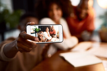 Poster - This is the best team Ive ever worked with. Cropped shot of a group of businesspeople taking a selfie while working late.