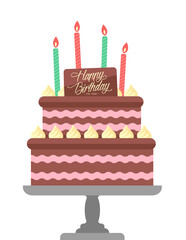 Wall Mural - Happy birthday ( birthday cake motif ) vector illustration