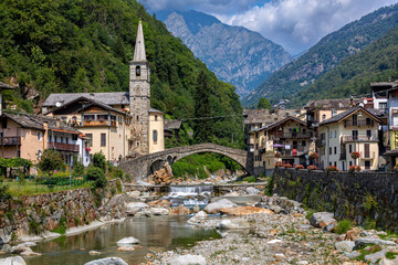 Wall Mural - Old town of Fontainemore in Aosta Valley, Italy.