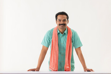 Wall Mural - Portrait of middle aged servant with towel around his neck