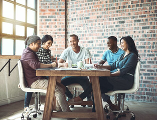 Aufkleber - Team. Together everyone achieves more. Shot of a team of entrepreneurs collaborating in a modern office.