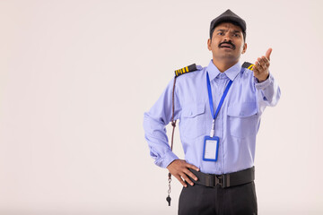 Wall Mural - Portrait of Security guard objecting to something