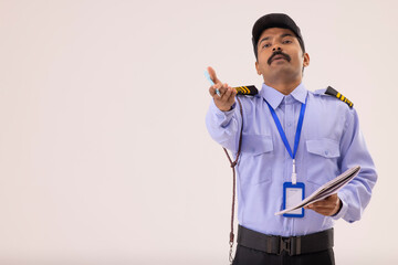 Wall Mural - Portrait of Security guard objecting to something
