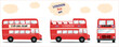 a set of three vector drawings of a London double-decker bus