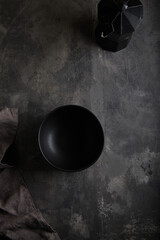 Wall Mural - black empty plate gray concrete texture or background. with place for text and image