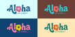 Vintage style Aloha From Hawaii logo set for t-shirts, sweaters and hoodies. Also useful for greeting cards, invitations and posters. Vector EPS10.
