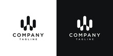 Creative Letter W Tech Monogram Logo Design Icon Template White And Black Background