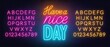 Have a Nice Day neon lettering on brick wall background.