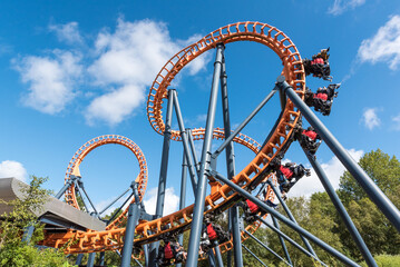 Ferris wheel and roller coaster, France