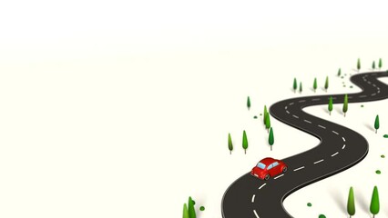 Wall Mural - 3D animation - Animation of a running red car. 
It runs forever without interruption.