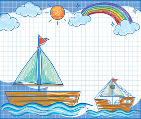 Sticker - Hand drawn coloured crayon background template