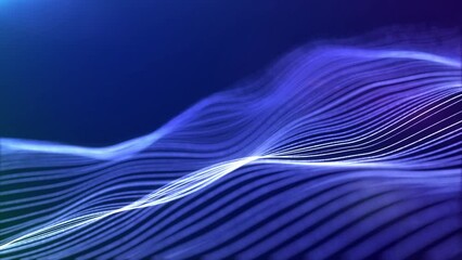 Wall Mural - abstract digital lines wave background. 3d animation, sci-fi background with glow lines and depth of