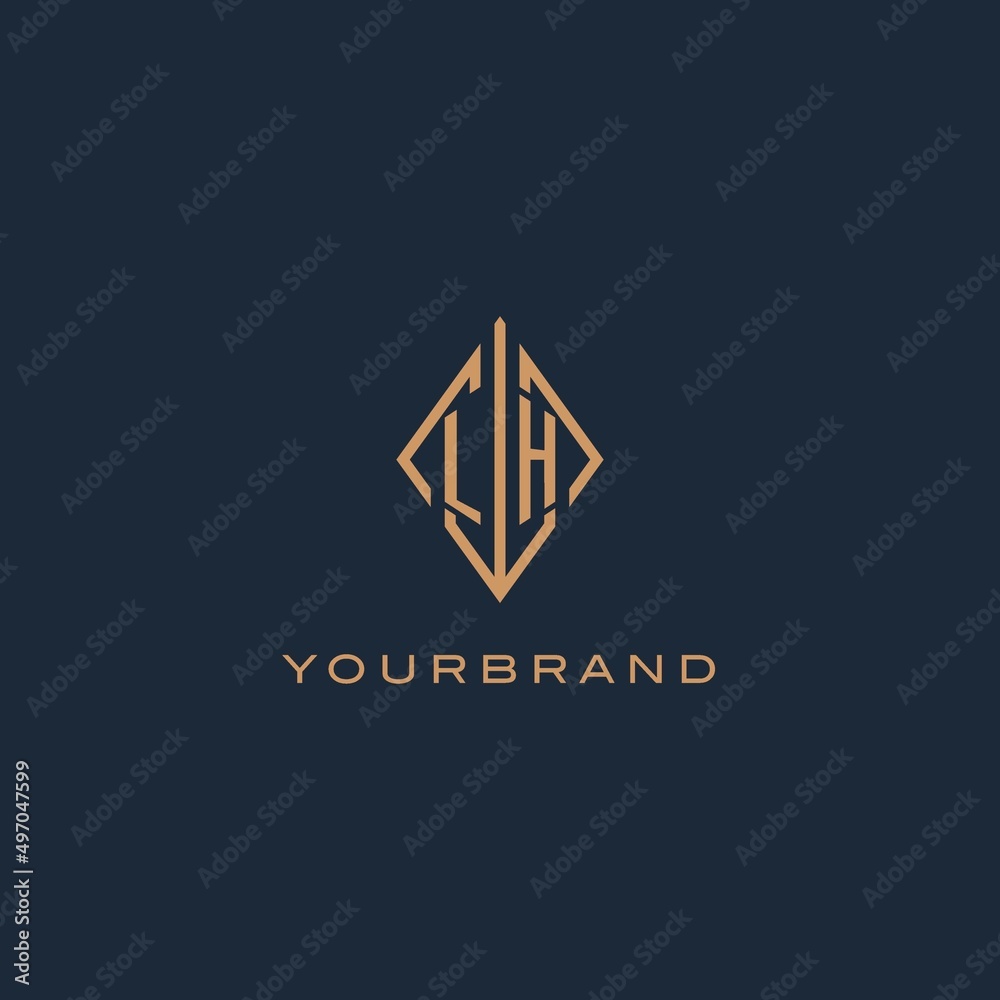 Monogram LH logo with diamond rhombus style, Luxury modern logo design ...