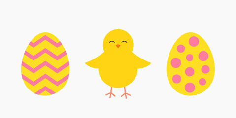 Wall Mural - easter eggs and chick symbols. cute easter.