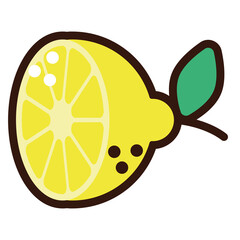 Poster - half lemon fruit doodle