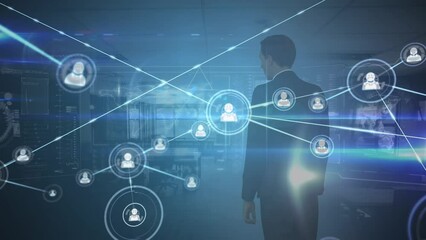 Poster - Animation of data processing over caucasian businessman