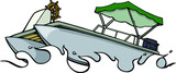 Fototapeta Dinusie - pontoon boat with waves | lake boat
