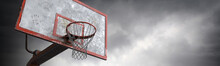 Basketball Hoop And Cloudy Sky, 3d Rendering	