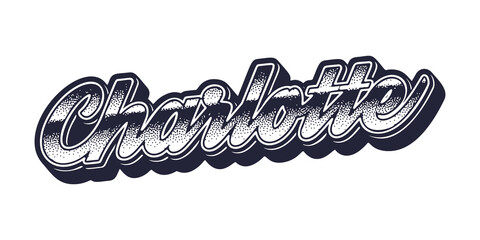 Wall Mural - Charlotte city name in retro three-dimensional graphic style