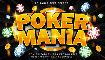 Poster - poker mania 3d text effect and editable text effect