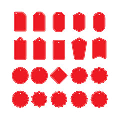 Poster - set of red empty price tag design, various price tag collection template vector