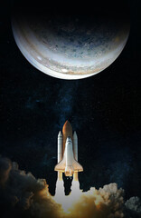 Wall Mural - space shuttle takes off to jupiter. elements of this image furnished by nasa.