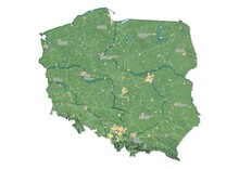 Isolated Map Of Poland With Capital, National Borders, Important Cities, Rivers,lakes. Detailed Map Of Poland Suitable For Large Size Prints And Digital Editing.