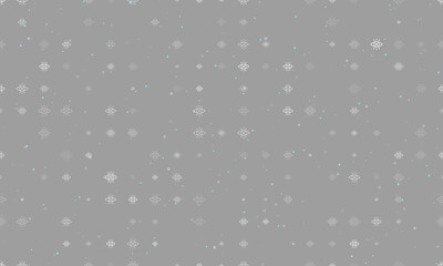 Poster - Seamless background pattern of evenly spaced white vision symbols of different sizes and opacity. Vector illustration on gray background with stars