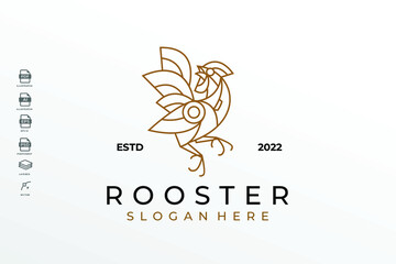 Wall Mural - Brand New Design Lineart Rooster Tattoo Illustration