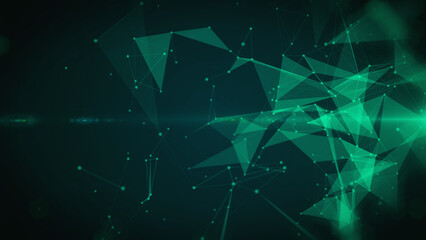 Leinwandbilder - Digital Abstract Plexus Dot Line Connection Structure Spinning Loop Minimalistic Geometric Pattern Illustration Background.