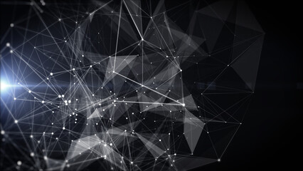 Leinwandbilder - Abstract White Digital Plexus Polygon Geometric Shape Data Communication Copy Space for Text Illustration Background.
