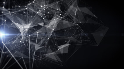 Leinwandbilder - Abstract Digital Plexus Polygon Geometric Shape Data Communication Copy Space Illustration Background.