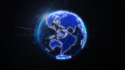 Aufkleber - Abstract 3D Rendering Blue Earth Global Science Futuristic Flare Rotation in Galaxy Concept Graphic Design Illustration