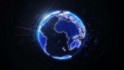 Aufkleber - Abstract 3D Rendering Earth Global Science Communication Rotation in Galaxy Concept Graphic Design Illustration