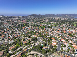 Wall Mural - Aerial view of middle class neighborhood with villas in South California, USA