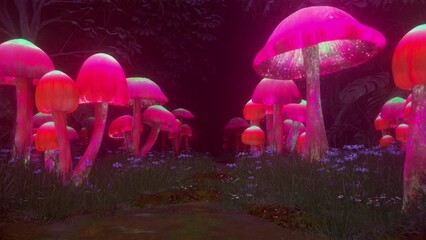 open third eye trippy 3d psychedelic mushrooms magic tunnel animation beautiful background art