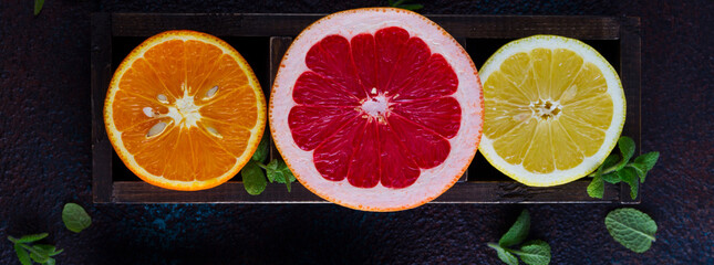 Wall Mural - Orange, lemon and grapefruit