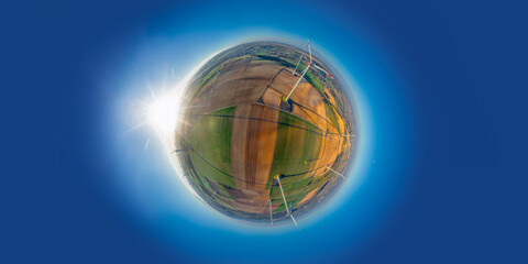 Wall Mural - little planet wind energy park aerial
