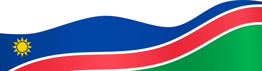 Wall Mural - Namibia flag wave  isolated  on png or transparent background,Symbol Namibia,template for banner,card,advertising ,promote,and business matching country poster, vector illustration