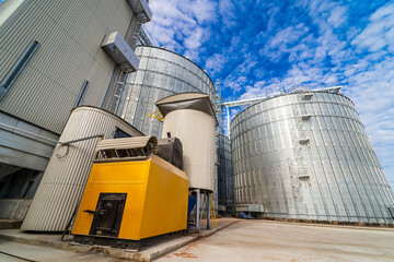 Wall Mural - Modern agricultural factory architecture. Industrial factory metal construction.