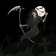 Wall Mural - grim reaper and moon