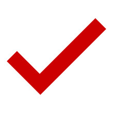 Red Check Mark Icon. Positive Choice Symbol. Sign App Button.