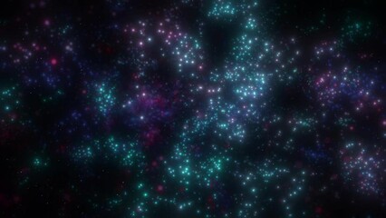 Wall Mural - Flight through the abstract space of multi-colored particles.