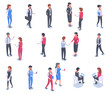 © GreenSkyStudio - Isometric business people, teamwork office characters. Office team conversation, 3d business person workflow vector symbols illustrations. Business people