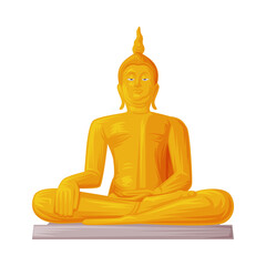 Wall Mural - Golden Buddha as Thailand Symbol and Famous Landmark Vector Illustration