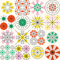 Wall Mural - Colorful art background with abstract geometric shapes. Trendy Neo Memphis seamless pattern.
