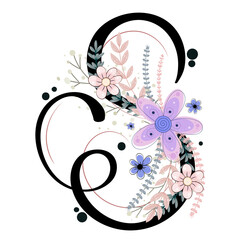 Poster - Alphabet ornaments. LETTER S floral vector with flowers and leaves, vintage handwritten, Decoration vintage for invites card and other concept ideas. Illustration letter S ornaments	
