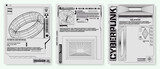 Fototapeta Przestrzenne - Collection of modern abstract posters. In acid style. Retro futuristic design elements, perspective grid, tunnel, circle. Black and white retro cyberpunk style. Futuristic info boxes layout templates.